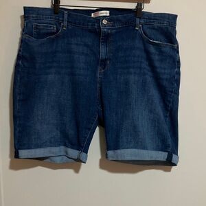 Signature by Levi Strauss Women's Dark Blue Rolled Hem Shorts